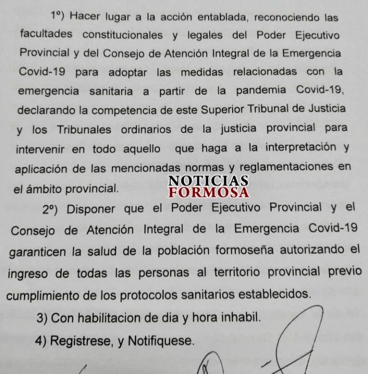 Para la Corte provincial, la provincia tiene potestad exclusiva sobre la política sanitaria