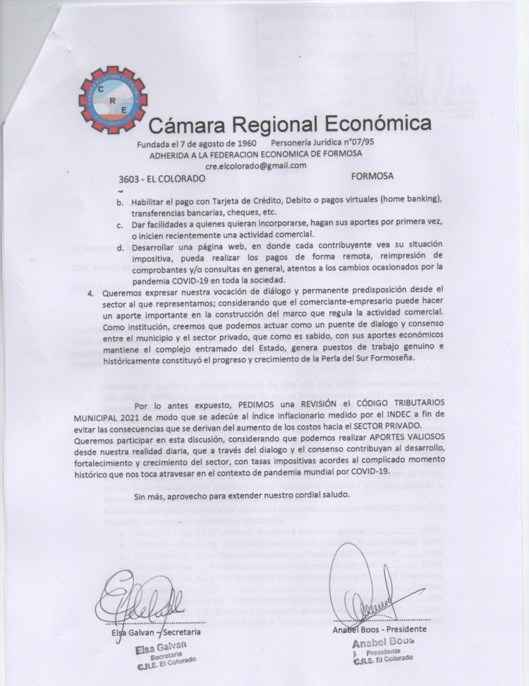 Piden a Brignole tasas impositivas acordes al complicado momento económico