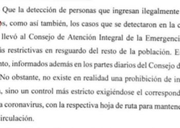 “No existe prohibición de ingreso o egreso a Clorinda”