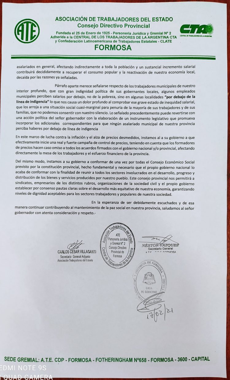 ATE le pidió al Gobierno un 40% de recomposición salarial “hasta julio”