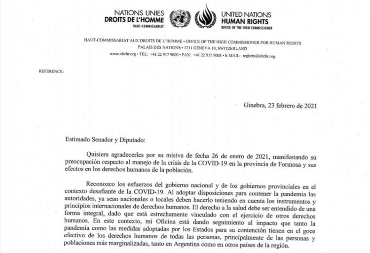 Bachelet respondió a la denuncia ante la ONU por Formosa y pidió respetar los DDHH
