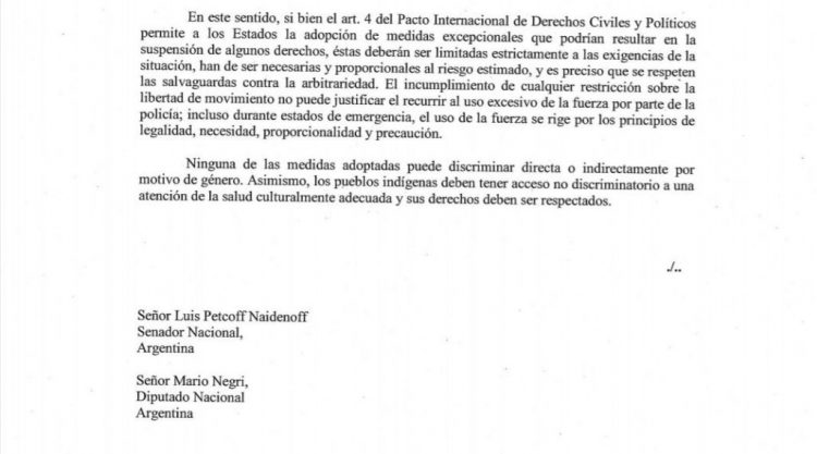 Bachelet respondió a la denuncia ante la ONU por Formosa y pidió respetar los DDHH
