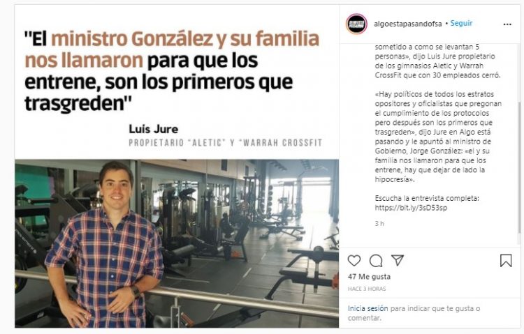 “Jorge González y su familia nos llamaron para que los entrene” en el gimnasio