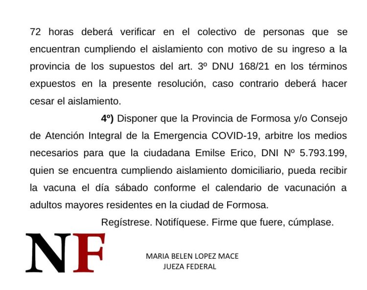 López Macé ordenó libre circulación en Formosa