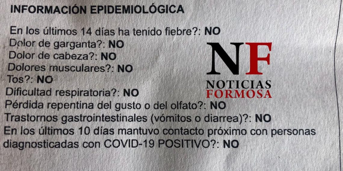 La declaración jurada que firman quienes ingresan a Formosa