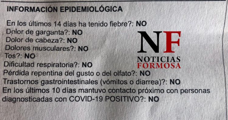 La declaración jurada que firman quienes ingresan a Formosa