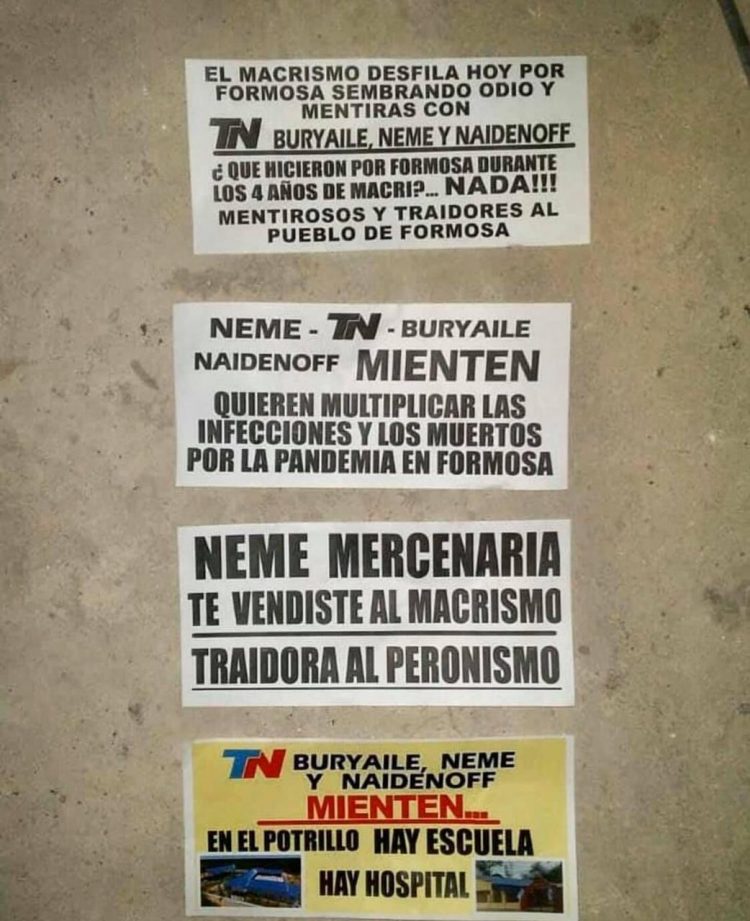 Formosa amaneció con panfletos y pintadas contra Neme, Buryaile y Naidenoff