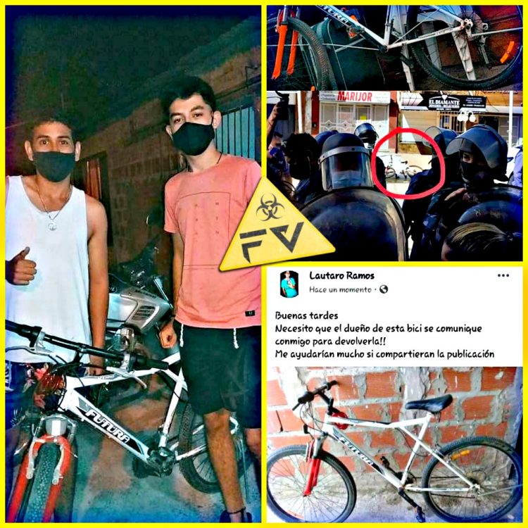 Perdió su bicicleta en la represión del viernes pero otro manifestante se la devolvió