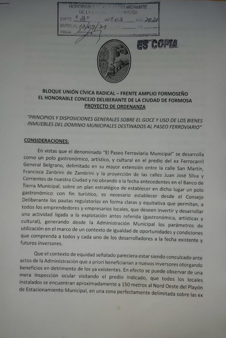 Buscan regular el uso de inmuebles municipales del paseo ferroviario