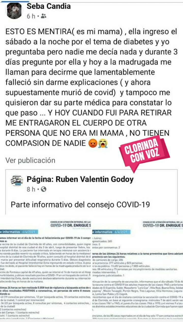 Le cambiaron el cadáver, «nos pusieron una supuesta víctima covid en el cajón de mamá»