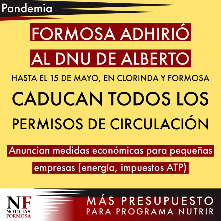 Fase 1 para capital y Clorinda, con medidas paliativas sociales y económicas