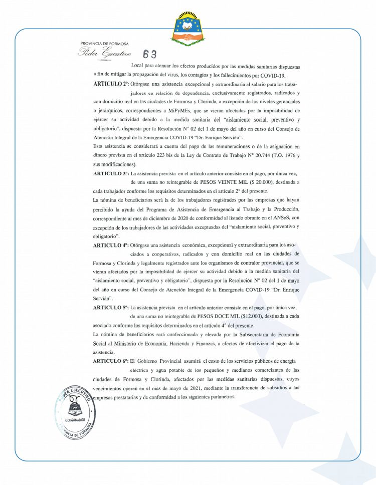 Insfrán explicó alcances del programa de asistencia financiera extraordinaria a la economía local