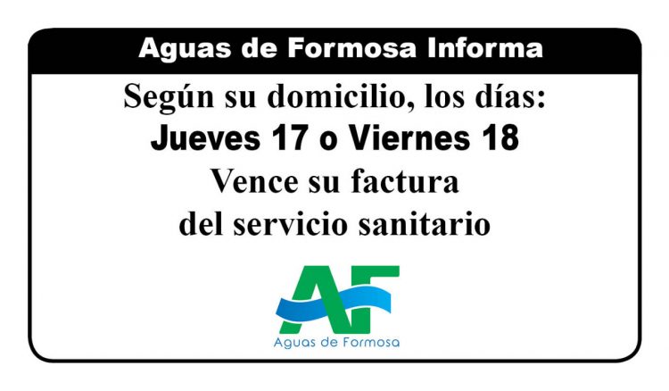 Los días 17 y 18 de junio vence la factura del servicio de agua y cloaca