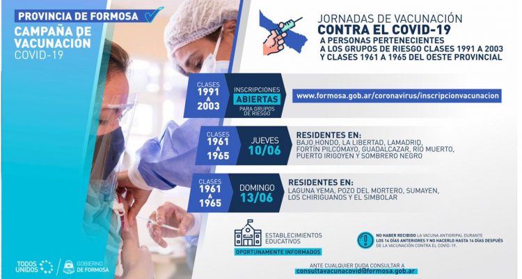 Dan a conocer el cronograma de vacunación del 10 y 13 de junio