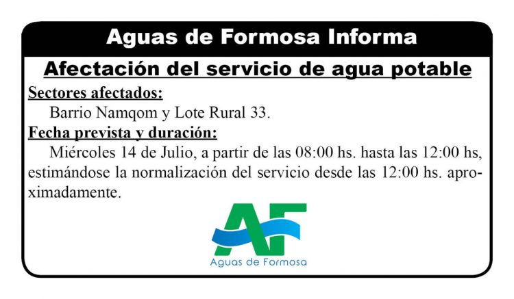 Interrumpirán el servicio de agua potable en Namqom y zona de influencia