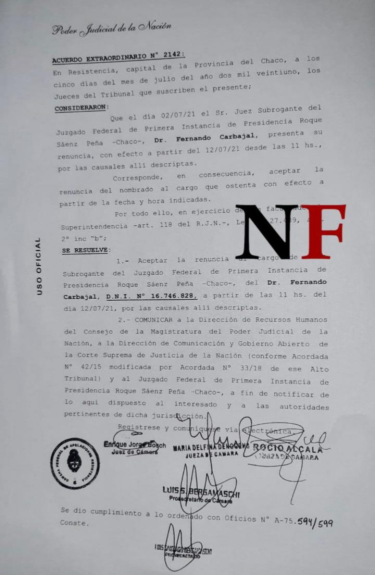 Carbajal renunció al cargo de juez: ¿ya está listo para candidato de Cambiemos?