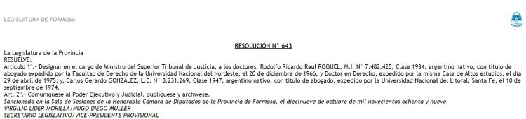 El PJ de Formosa tuvo un ex juez (correntino) como diputado nacional, será Carbajal el segundo?