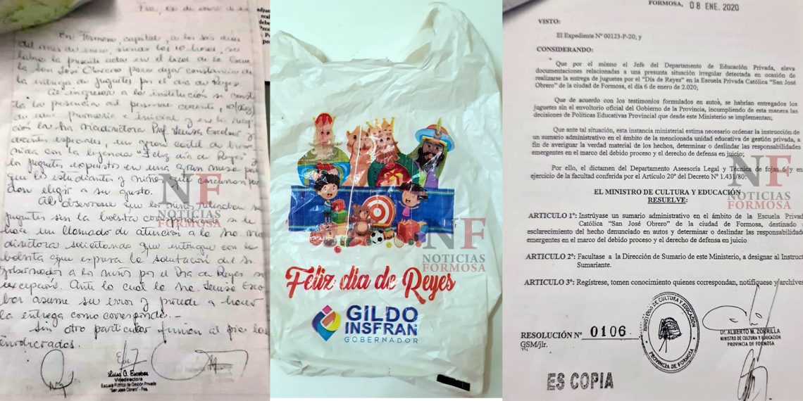 Sumario administrativo por no usar bolsa de Gildo con juguetes del día de Reyes