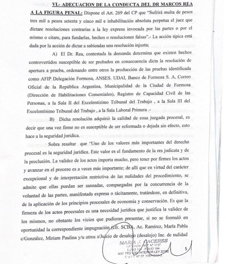 Otra denuncia penal contra el juez de Trabajo Marcos Rea
