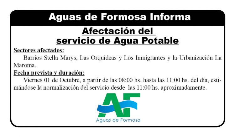 Parte de la mañana del viernes afectarán el servicio de agua potable en barrios de C5