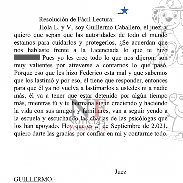 Conmovedora carta de un juez a niños abusados por el padrastro