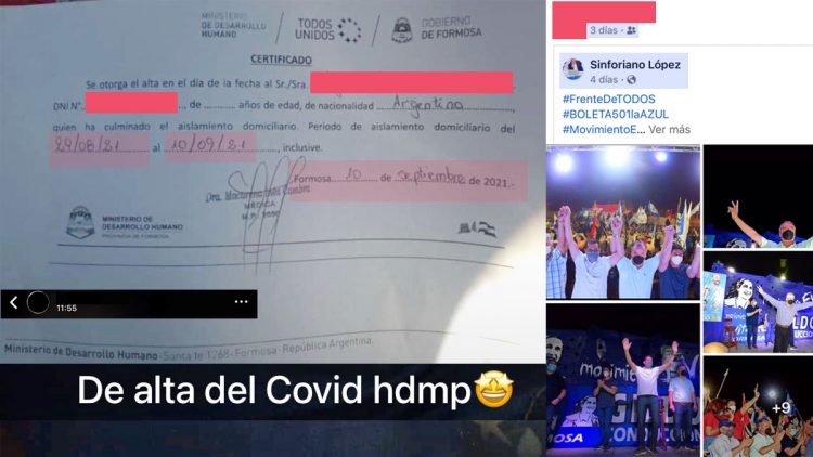 Estaba aislada por covid, igual fue a un acto del PJ y lo contó en las redes