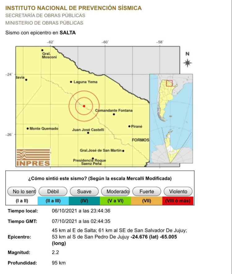 El sismo en Las Lomitas, un error del sistema sismológico del INPRES