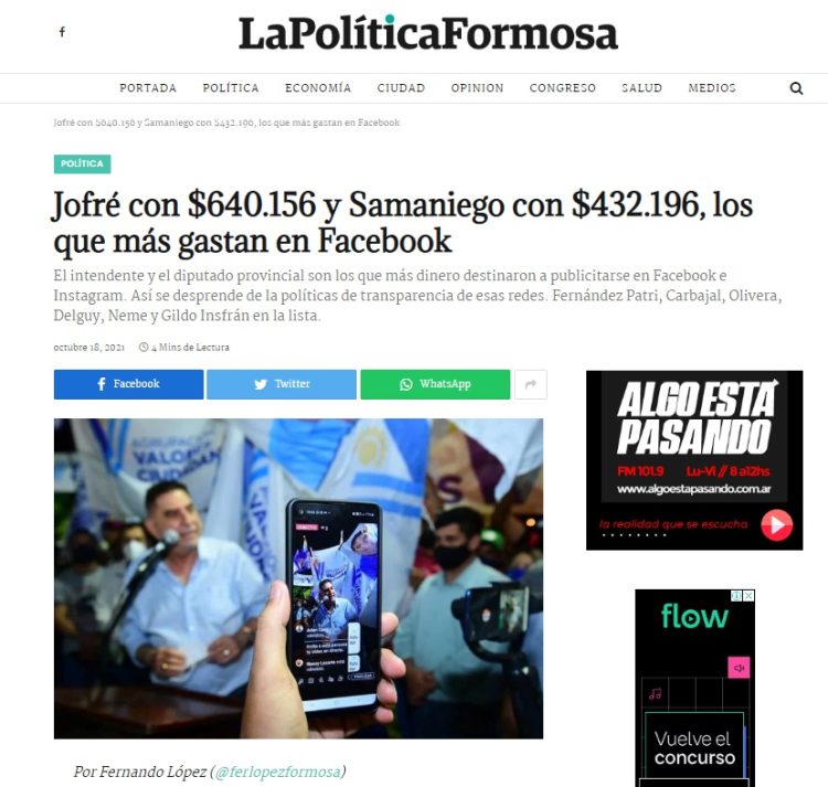 Cuánto gastan los políticos formoseños en redes sociales