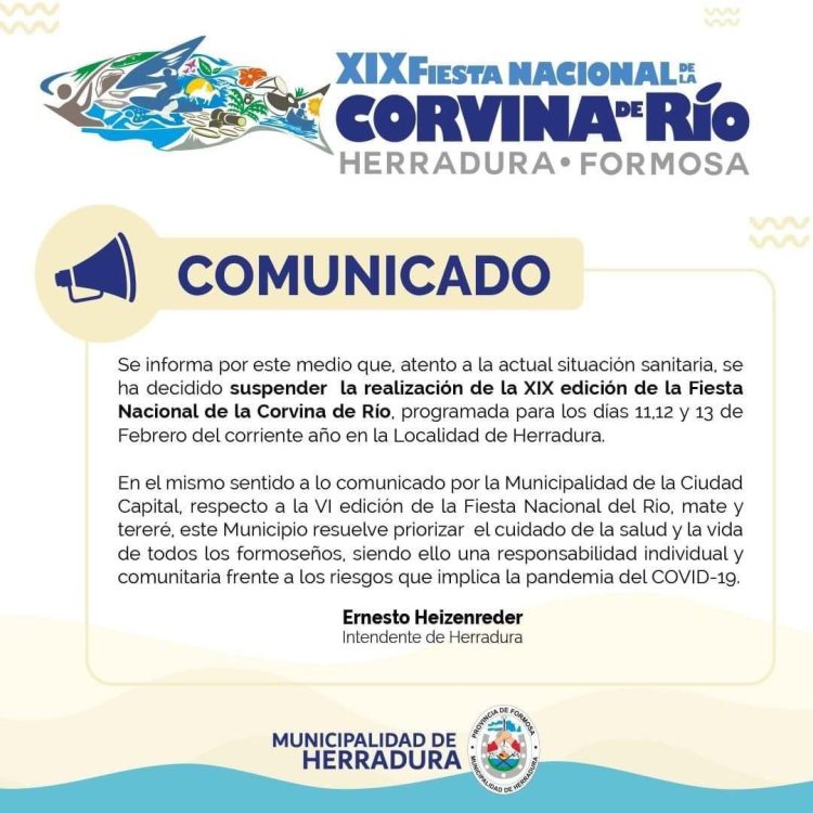 Ante el repunte de casos covid, suspenden la Fiesta Nacional de la Corvina de Río