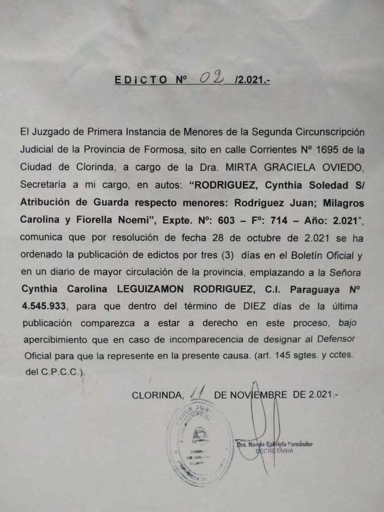 Edicto Judicial N° 02 12.021