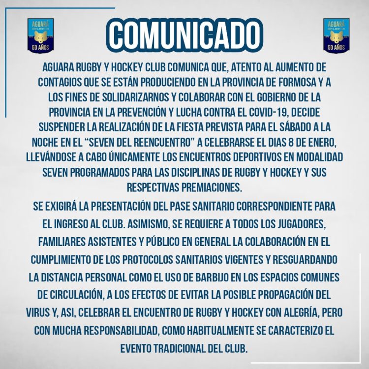 Aguará suspendió la fiesta del sábado 8 de enero