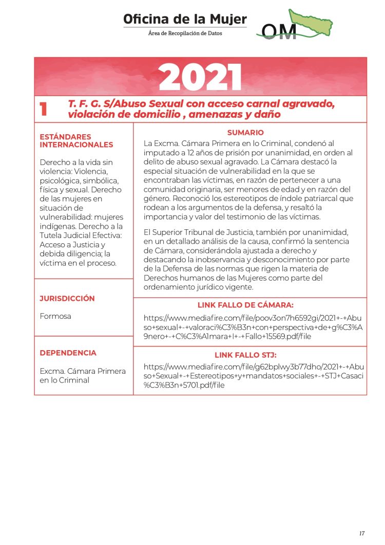 Dieron a conocer el primer registro de sentencias con perspectiva de género