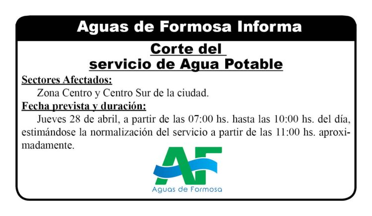 La zona centro y centro sur de la ciudad con breve interrupción del servicio de agua
