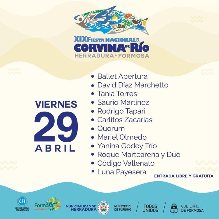 Fiesta de la Corvina de Río: habrá destacados artistas y sortearán un auto 0km