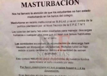 Es una joda? Curioso cartel de advertencia  para alumnos del Industrial que se masturban en el baño