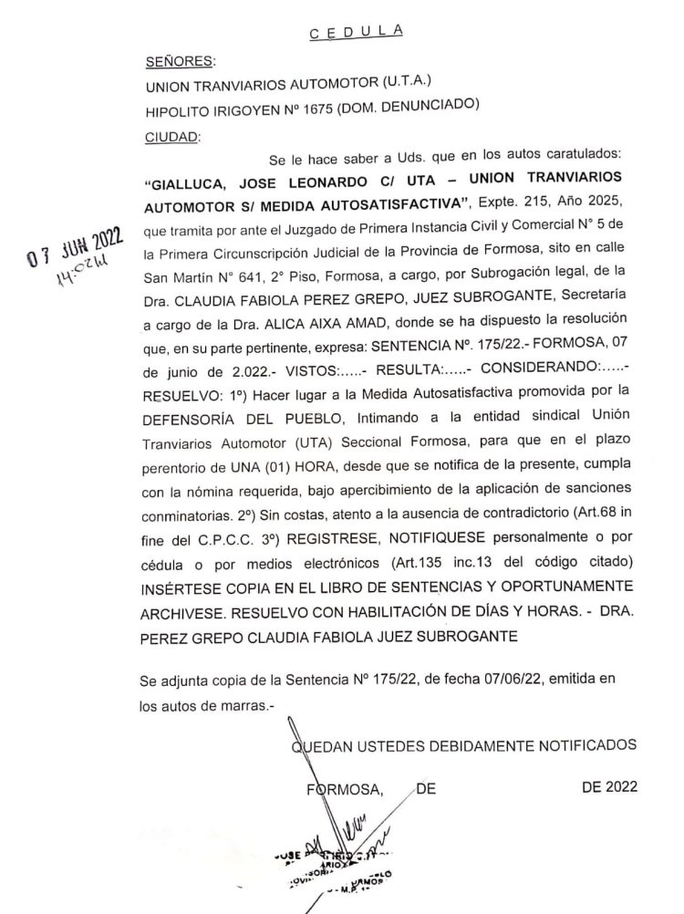 La Justicia ordenó a UTA cubrir un servicio mínimo de colectivos