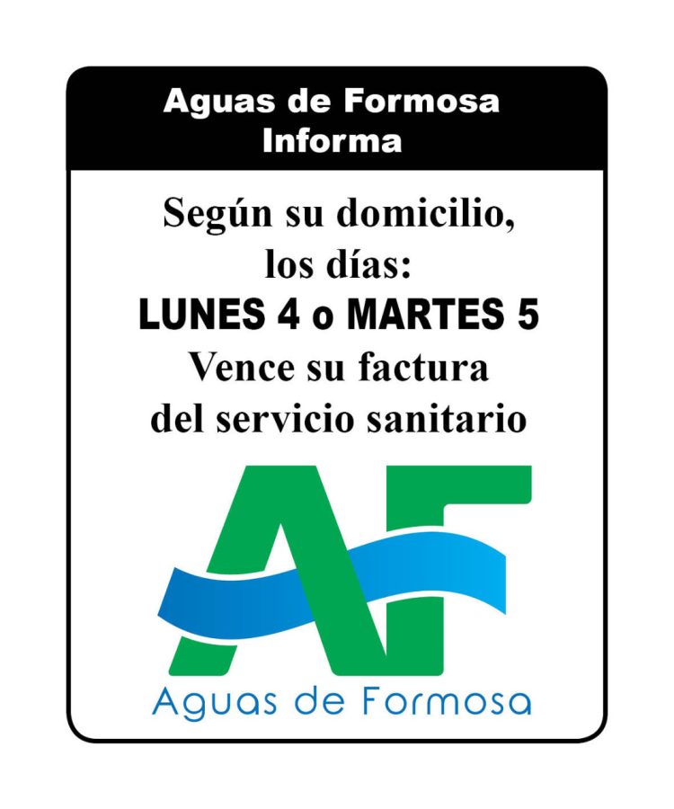 Aguas de Formosa informó que los vencimientos de julio operan el 4 y 5