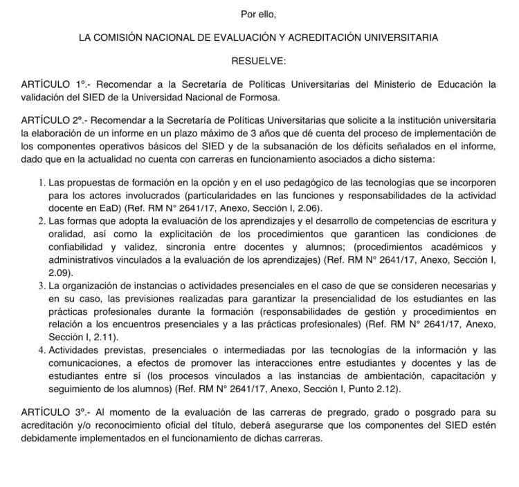 Otro logro de gestión en la UNaF: se acreditó el SIED