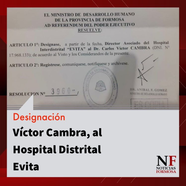 Nombraron a Víctor Cambra como director asociado del Hospital Interdistrital Evita