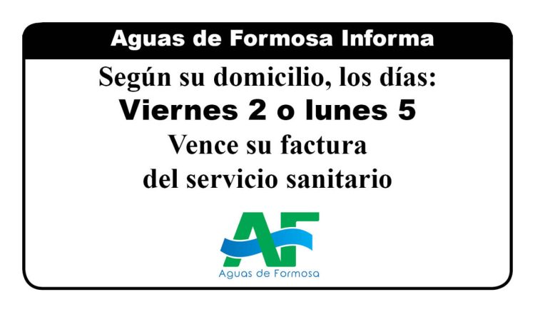 Aguas de Formosa informó el vencimiento de la factura de servicios