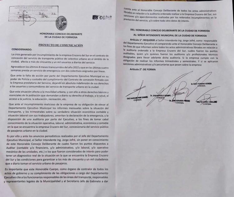 Ediles opositores quieren interpelar al Intendente por la situación del transporte público