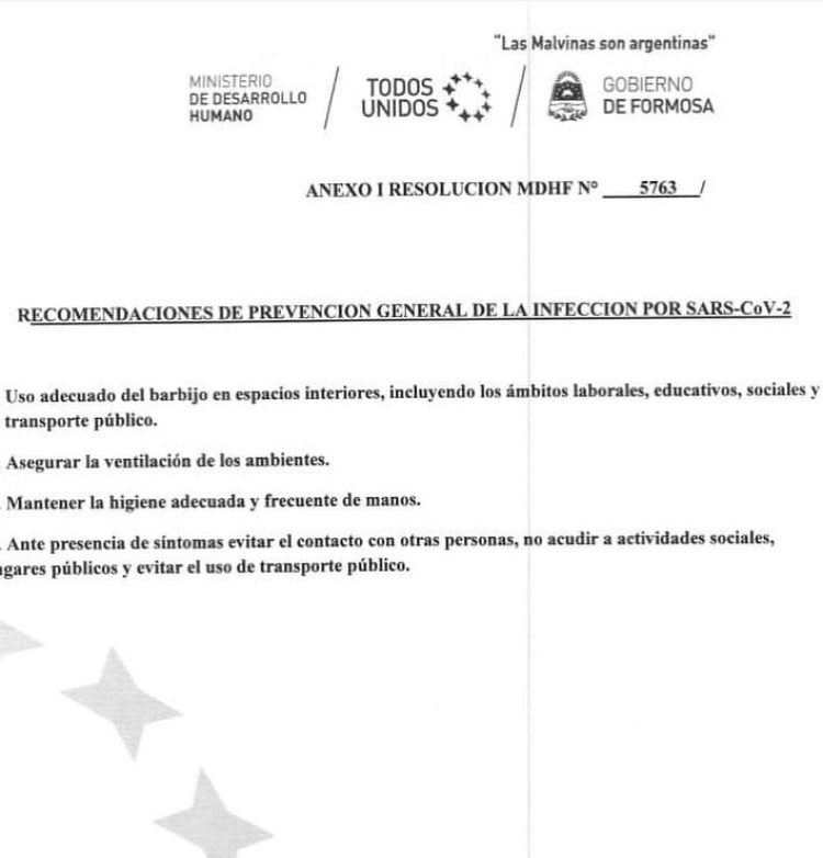 Ya no será obligatorio el barbijo en Formosa, pero igual recomendaron usarlo en lugares cerrados
