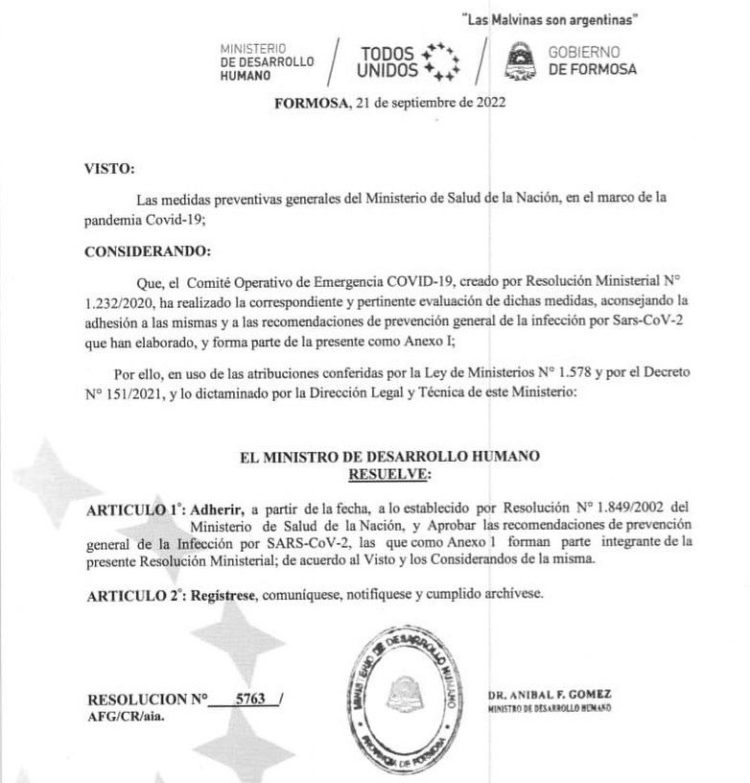 Ya no será obligatorio el barbijo en Formosa, pero igual recomendaron usarlo en lugares cerrados