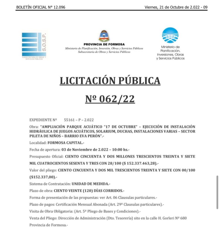Inician otra etapa de la ampliación del parque acuático 17 de Octubre