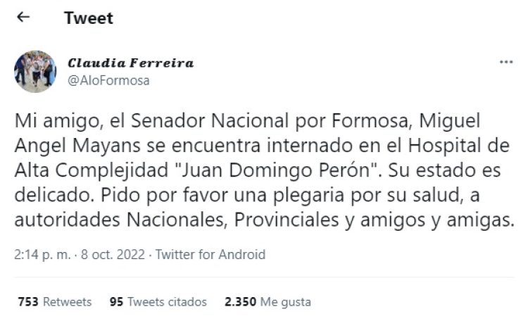 En medio de mucho misterio trasladaron a Mayans a Buenos Aires