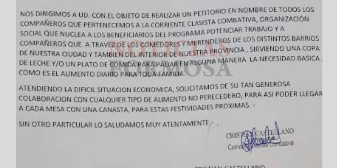 Beneficiarios de planes sociales piden «alimentos» a supermercados «para pasar las fiestas»