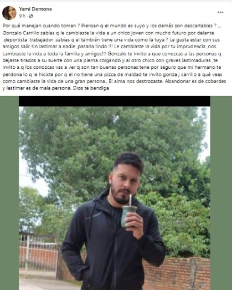 Falleció joven de 25 años que fue chocado por un automovilista «con alcohol en sangre»