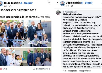 Nuevos tiempos: le pide trabajo al gobernador por Facebook
