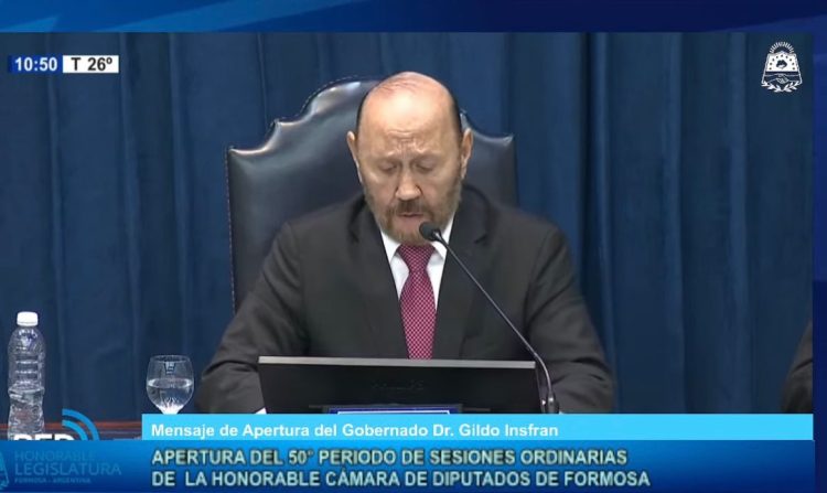 Con críticas a la justicia, Insfrán inaugura las sesiones en la Legislatura