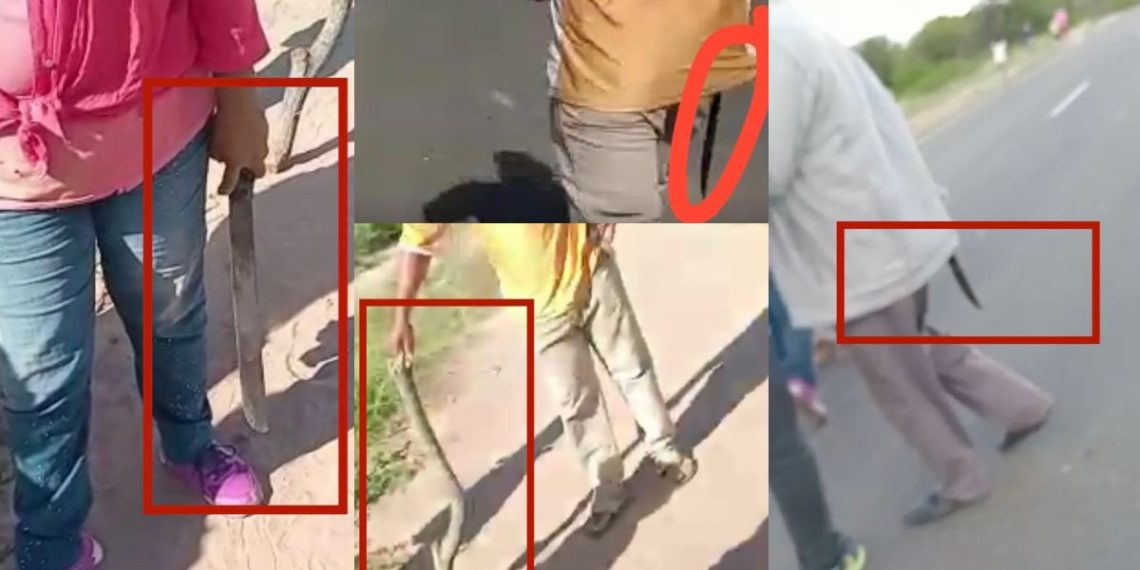 Originarios con armas blancas en el corte de la ruta 81